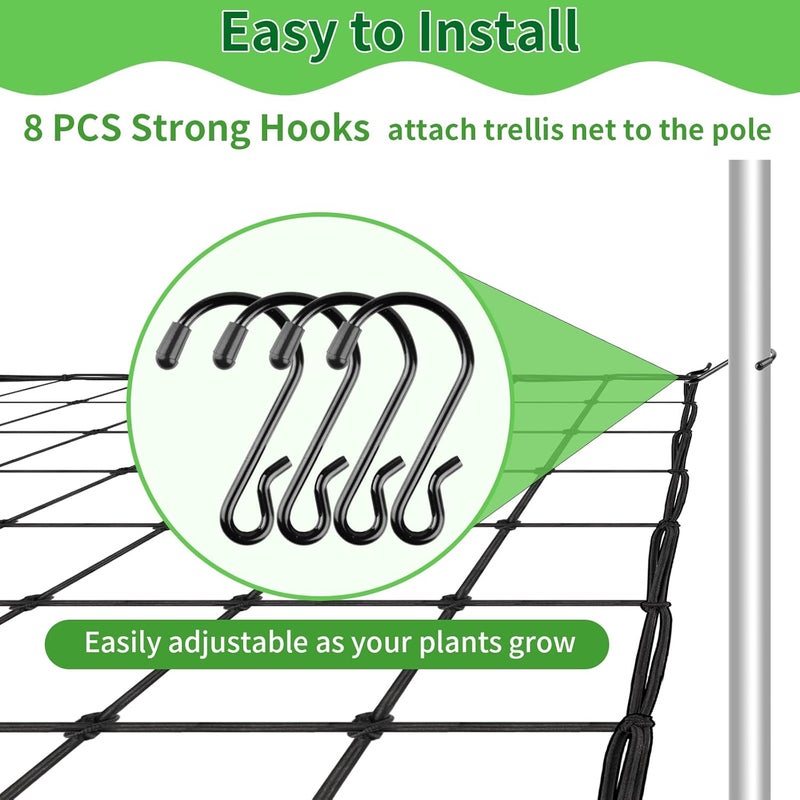 YEESON Trellis Netting, 2 Pack Scrog Nets with 8 Hooks, 4x4 Trellis Net for Grow Tent, Heavy-Duty Plant Net for Cucumber Gardening and Horticulture, Grow Tent Accessories - Image 3